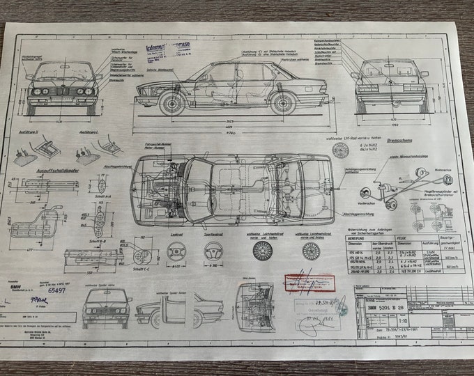BMW E28 520i 1981 design drawing ARTwork