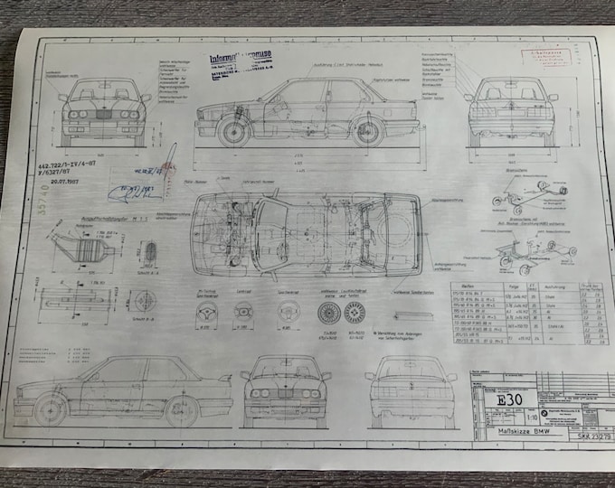 E30 BMW 318i Sport Package 1987 design drawing ARTwork