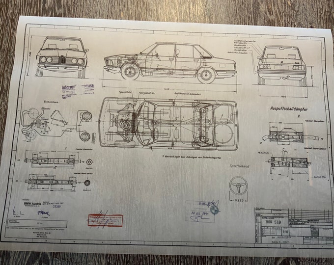 BMW E12 518 1974 design drawing ARTwork