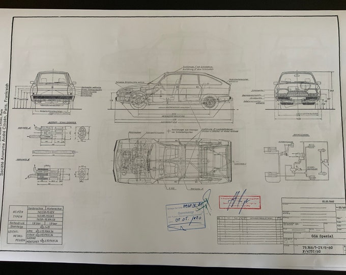 GSA Special Citroen 1980 construction drawing ART work blueprint