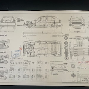 Golf Type 19 1983 construction drawing ART work Blueprint