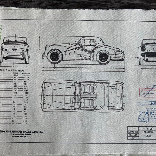 Triumph TR3A 1957 Konstruktionszeichnung ART work