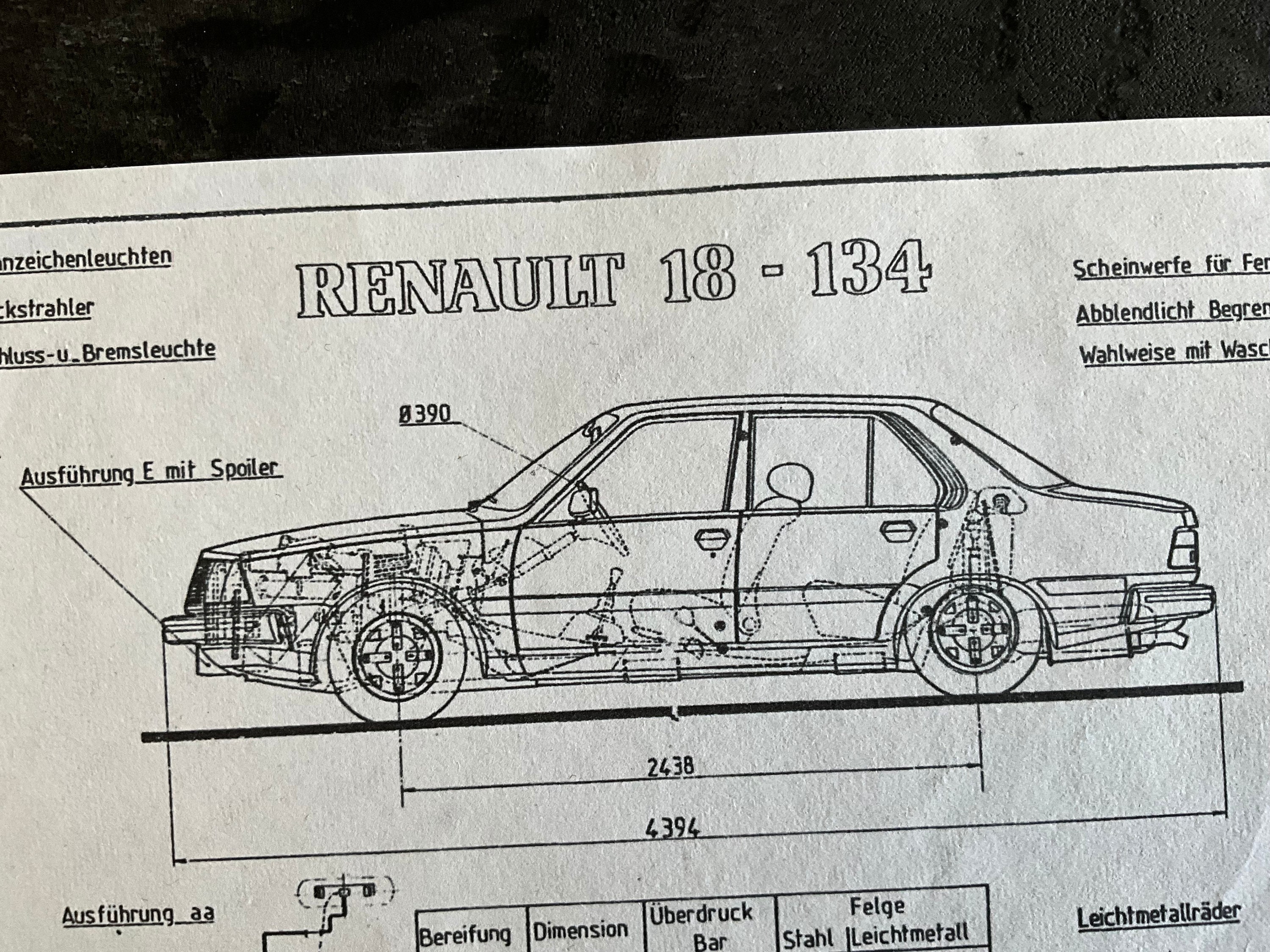 Renault 18 134 From 1981 Limousine Construction Drawing ART Work