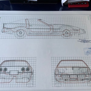 Chevrolet Corvette C4 1984 bouwtekening KUNSTWERK Blauwdruk