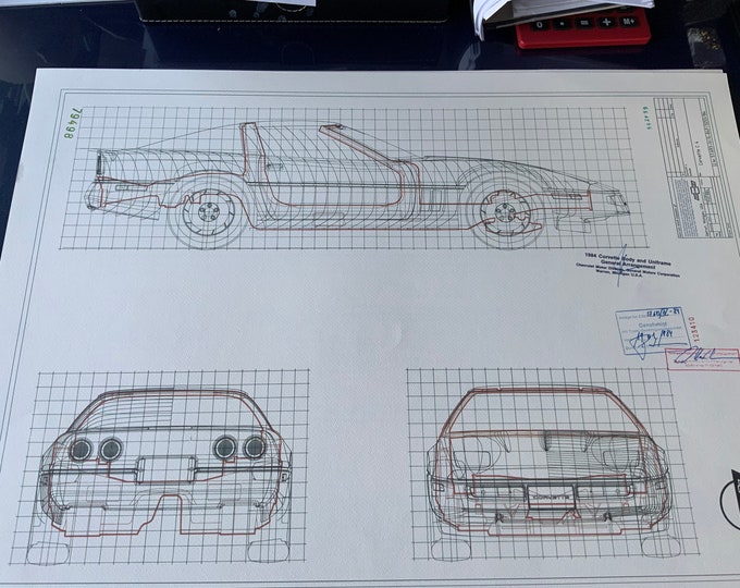 Chevrolet Corvette C4 1984 construction drawing ART work blueprint