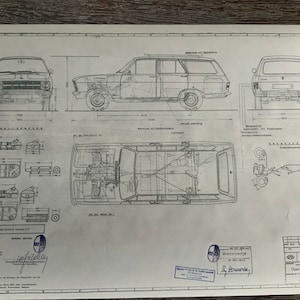 Opel Kadett B Caravan 11 S 1967 dibujo de construcción ARTE plano de trabajo