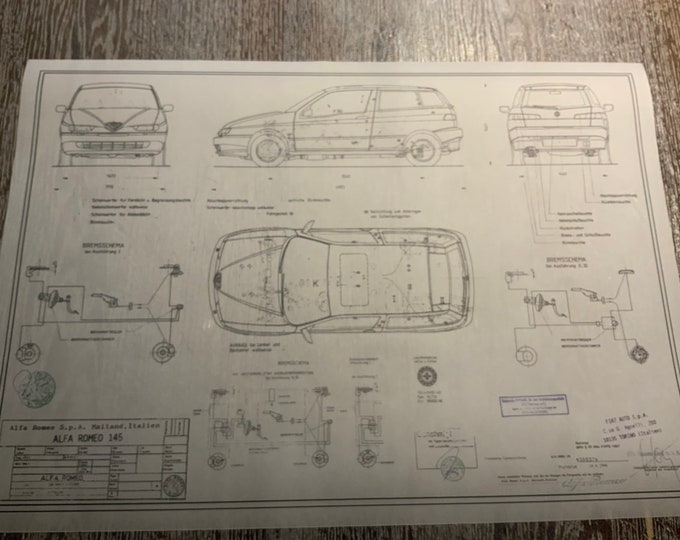 Alfa Romeo 145 1994 construction drawing ART work