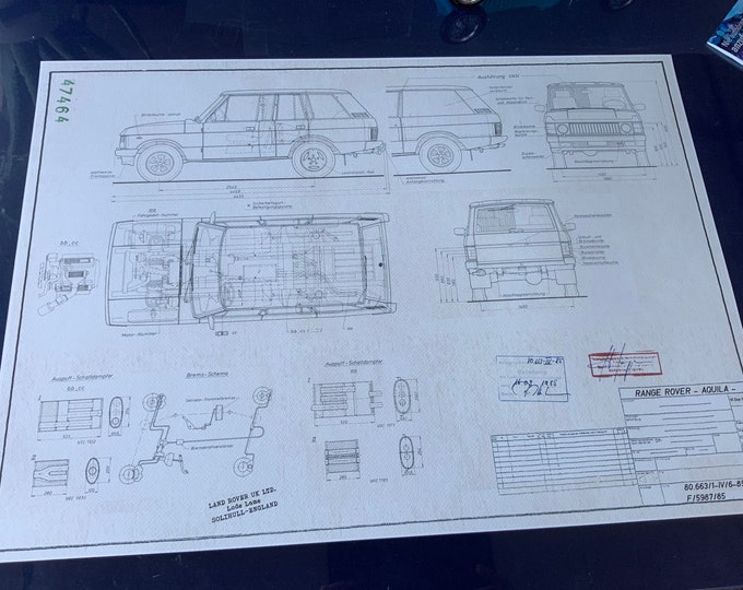 Range Rover Aquila 1985 ARTwork construction drawing Blueprint
