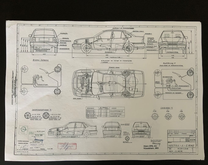 Vectra A C16 NZ from 1988 design drawing ART work Opel