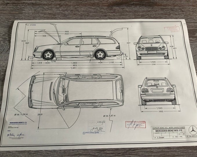 Mercedes W/S 210 station wagon 1996 construction drawing ART work