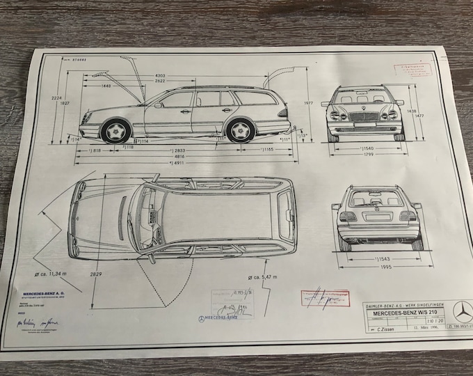 Mercedes W/S 210 station wagon 1996 design drawing ART work