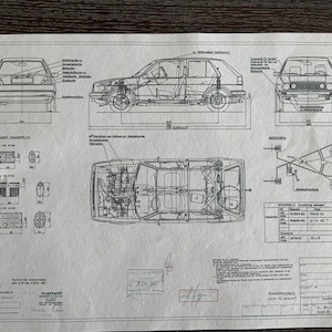 Golf Type 19 Syncro 1985 dessin de construction plan de travail ART