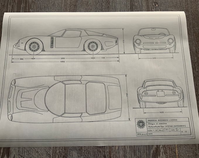 Bizzarini Tipo IA3 340 1963 construction drawing ART work blueprint