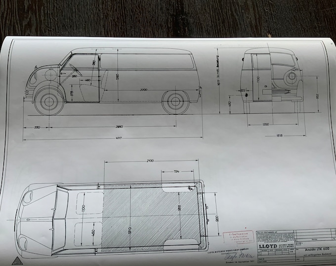 Lloyd LTK 600 Long Wheelbase Construction Drawing ART work blueprint