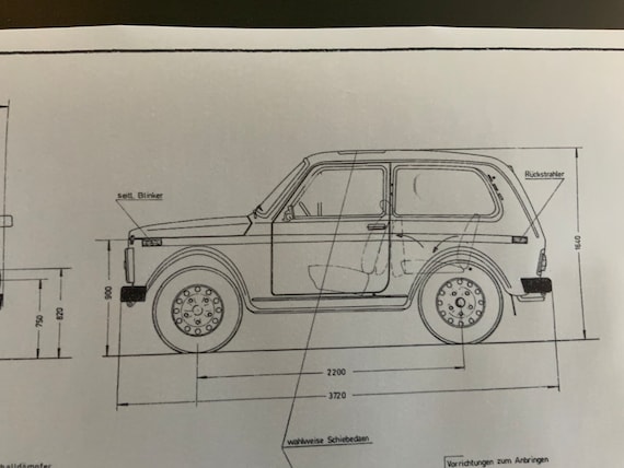 Lada Niva Taiga 2121 1980 Construction Drawing ART Work Blueprint