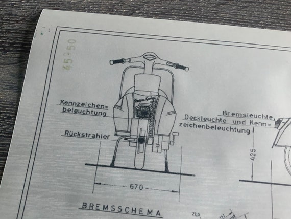 Vespa 125 VNL 1967 Sprint Construction Drawing ART Work