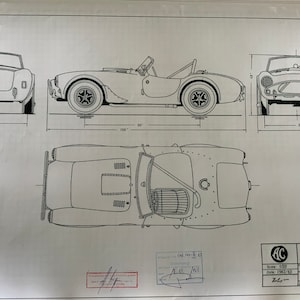 AC Cobra 1962 / 1963 construction drawing ART work blueprint