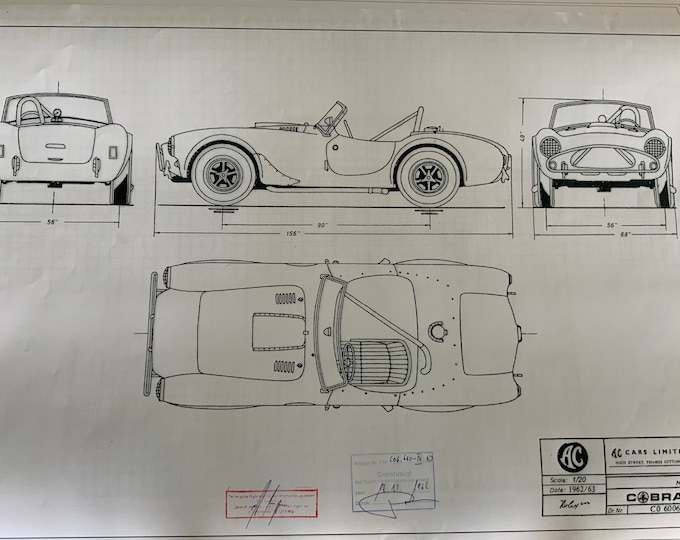 AC Cobra 1962 / 1963 construction drawing ART work blueprint
