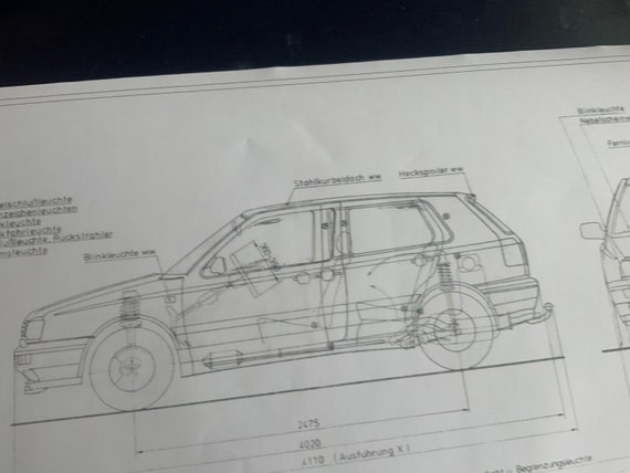 Golf A3 1991 1H Construction Drawing ART Work Blueprint - Etsy