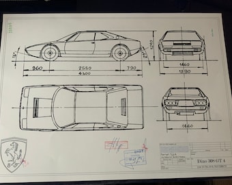 フェラーリ 308 GT4 ディーノ 建築図面 アートワーク 設計図 - Etsy 日本