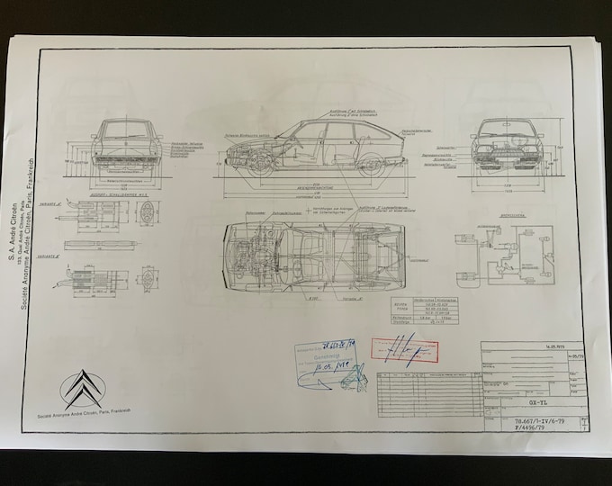 GX-YL Citroen 1979 gs construction drawing ART work blueprint