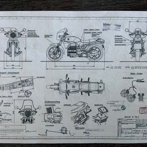 BMW K 75 C uit 1985 ontwerptekening ARTwork