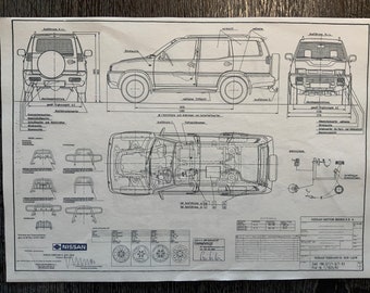 日産テラノ II R20 1993 ロング建設図面 アートワーク - Etsy 日本