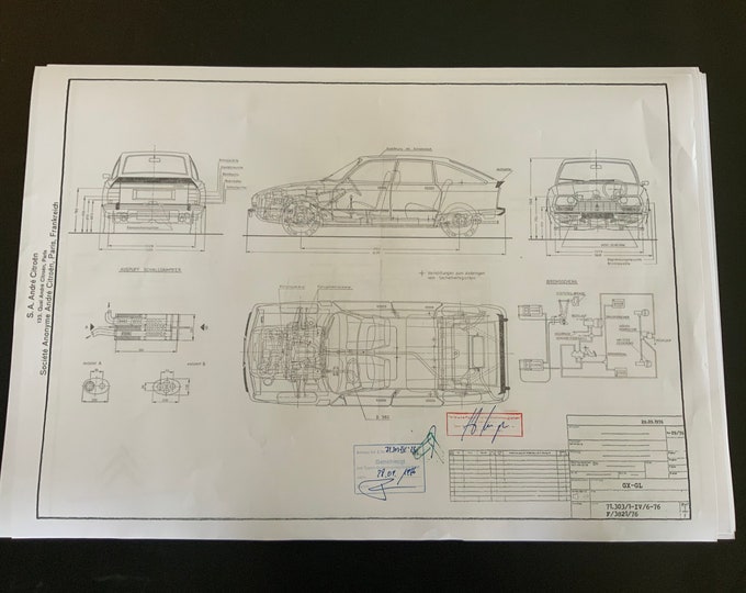 GX - GL Citroen 1976 construction drawing ART work blueprint