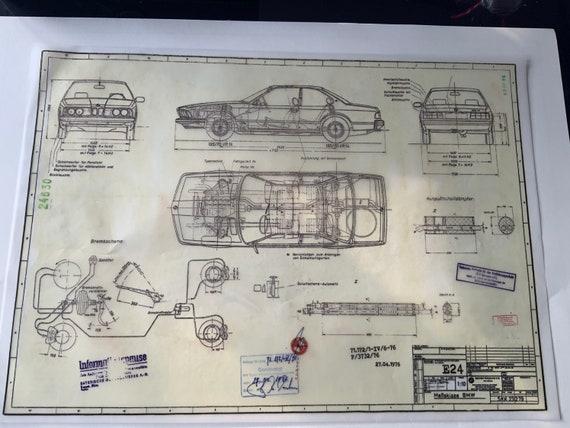 BMW E24 シャーク CS 630 クーペ 設計図 アートワーク 青写真 - Etsy 日本
