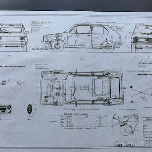 Dibujo de construcción del Golf I 1979 Tipo 17, obra de ARTE