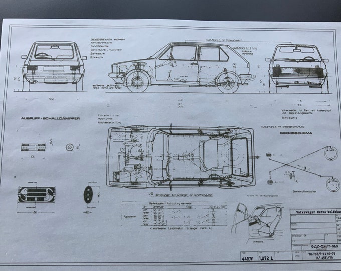 Golf I 1979 Type 17 construction drawing ART work