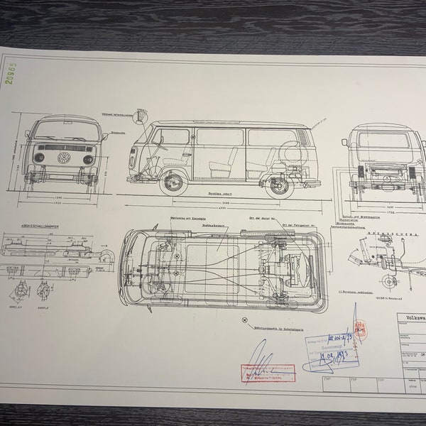 T2 B 1973 disegno costruttivo ART workBlueprint