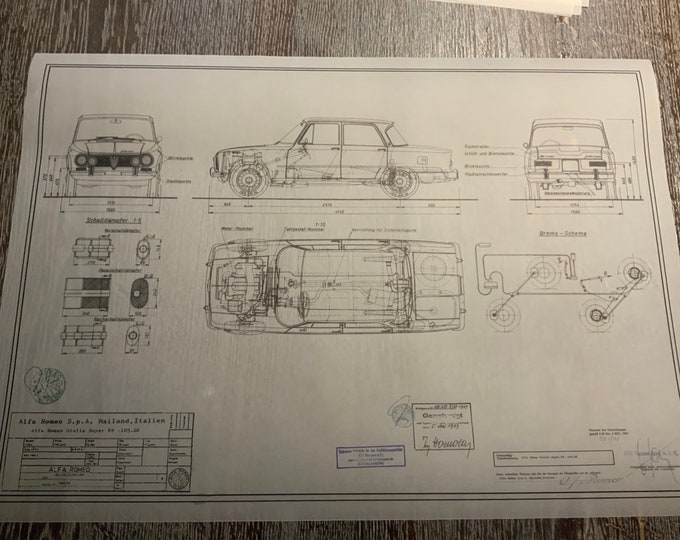 Alfa Romeo Giulia Super 69 105.26 1969 construction drawing ART work