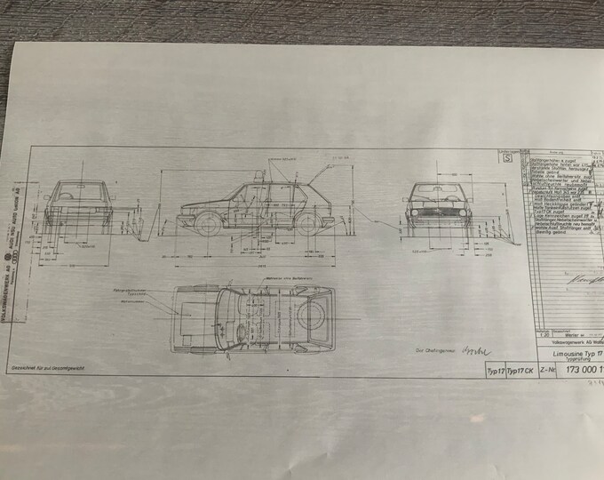 Golf Type 17 approval drawing 1978 construction drawing ART work blueprint