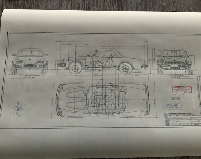 Fiat 124 Cabrio Spider Tipo 147 Europa 2000ie 1982 construction drawing ARTwork