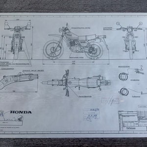Honda XL 500 S 1979 construction drawing ART work blueprint