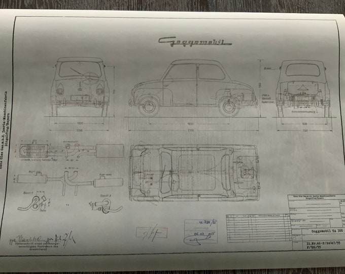 Glas Gogomobil TA 300 1955 construction drawing ARTwork