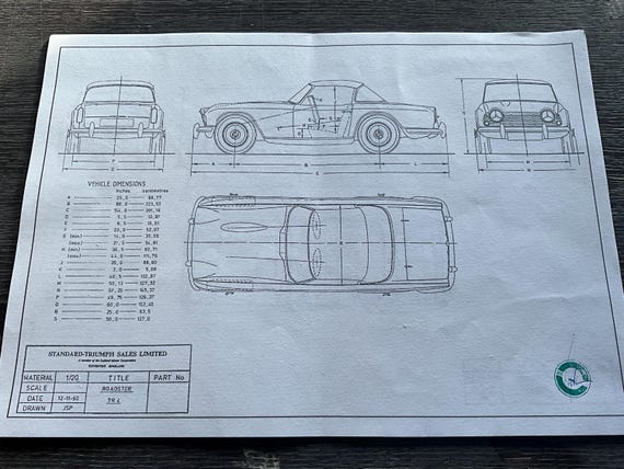 トライアンフ TR 4 1960 設計図 ART 作品 - Etsy 日本