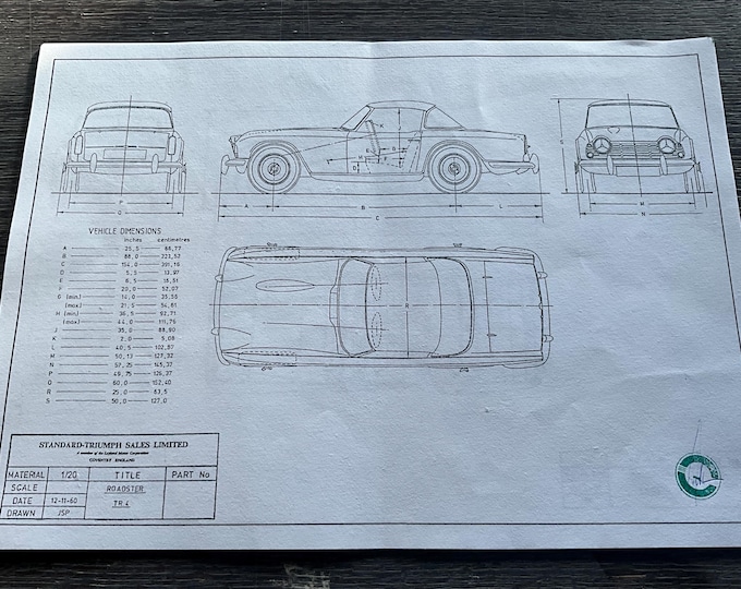 Triumph TR 4 1960 design drawing ART work