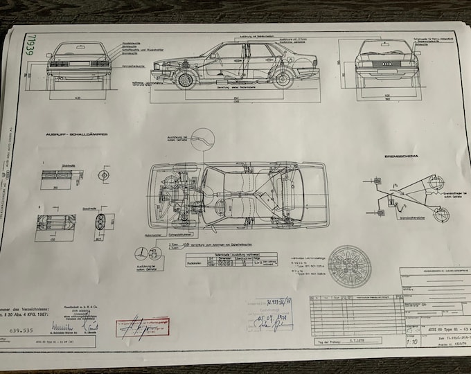 Audi 80 Type 81 63KW Engine Type YP 1978 Construction Drawing ART work Blueprint
