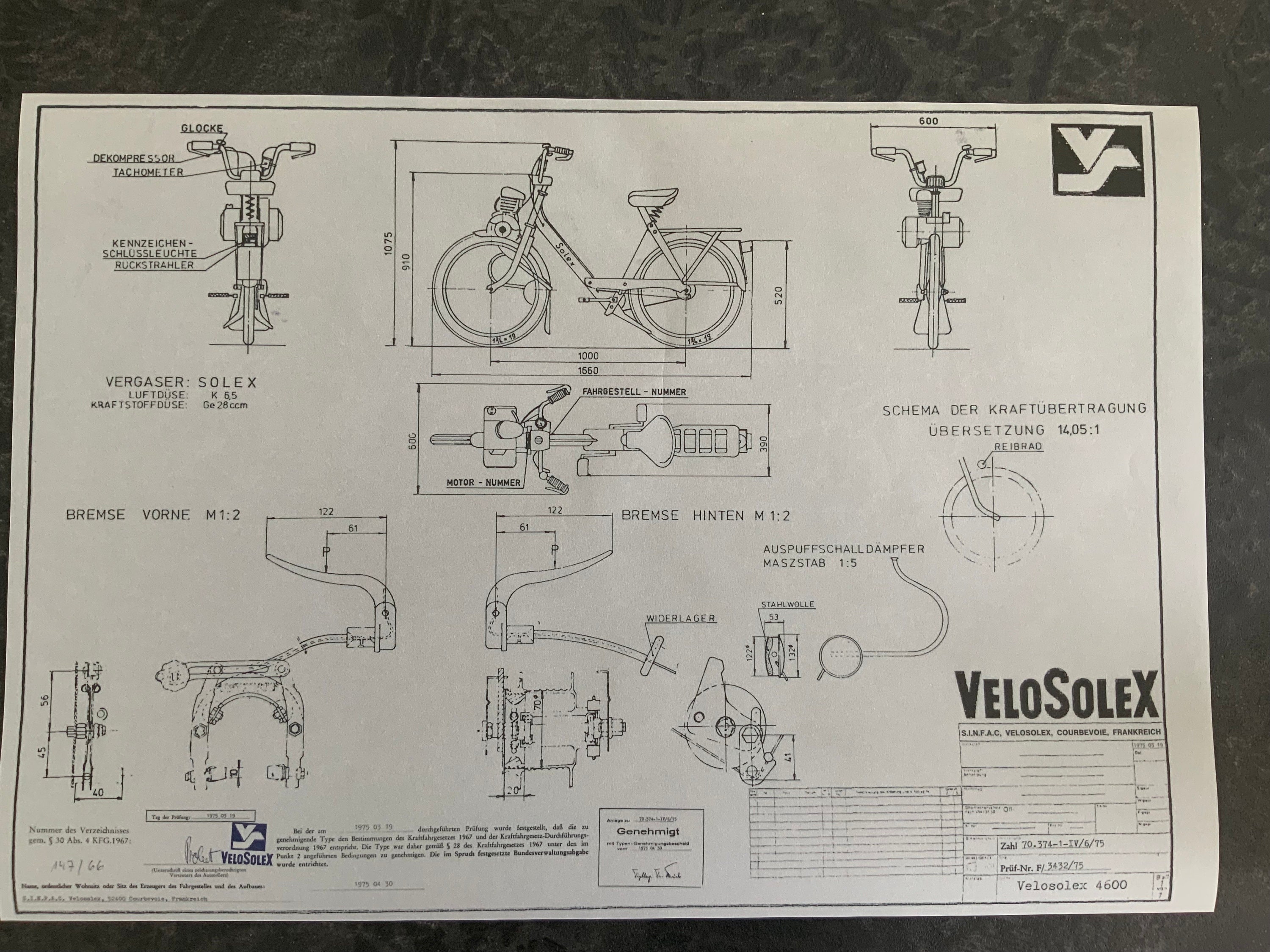 Velo Solex 4600 1975 Construction Drawing Artwork - Etsy