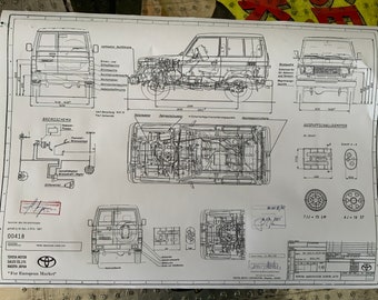 1985年式トヨタランドクルーザーLJ70のデザイン図面、アートワーク