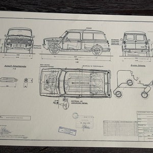 Mini Clubman Estate 1970 design drawing ARTwork