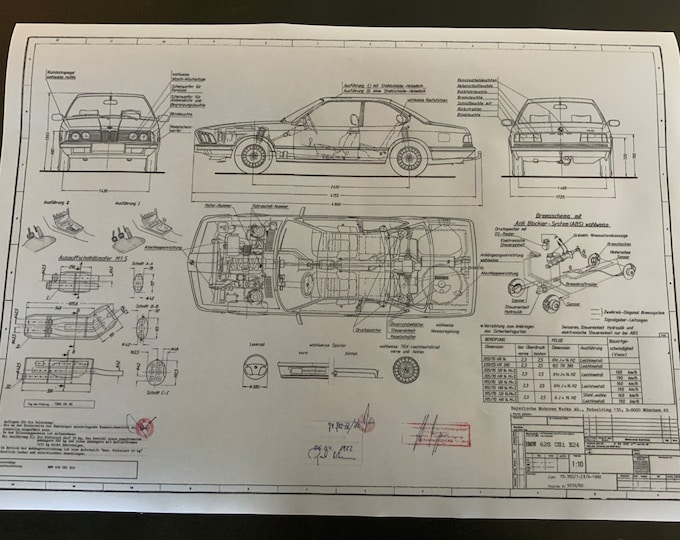 Sharknose E24 628 CSI NFL 1982 construction drawing ART work blueprint
