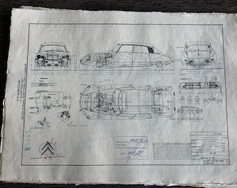Citroën DS 20 1968 construction drawing ART work