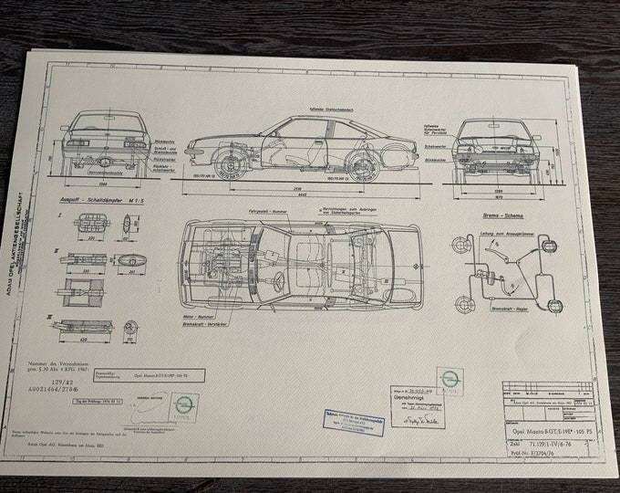 Opel Manta B GT/E 19E 105 PS 1976 design drawing ART work