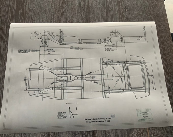 Volvo P1800 Frame 1962 construction drawing ART work blueprint