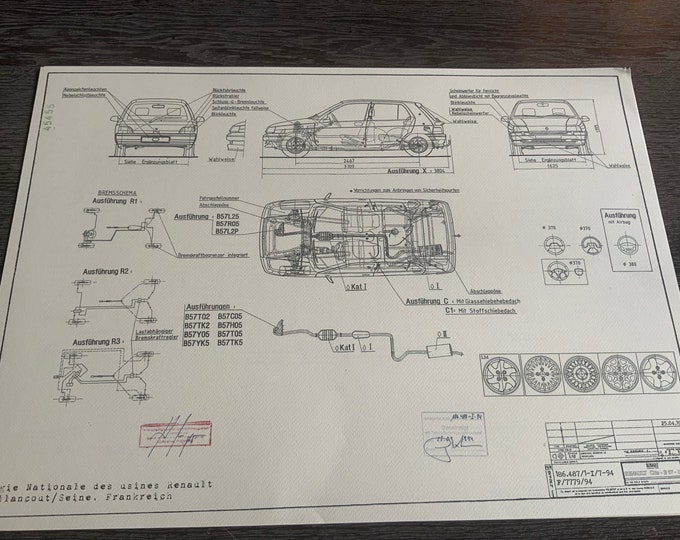 Renault Clio construction drawing ART work blueprint