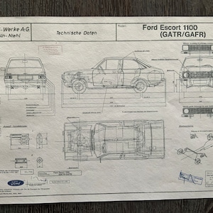 Ford Escort II 1100 1975 design drawing ARTwork