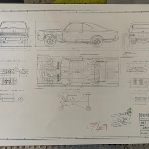 Opel Rekord C Coupe 1966 construction drawing ART work blueprint